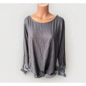 Lane Bryant Dark Gray Sparkle Ribbed Blouse Shimmer Plus Size 18/20 Holiday Top